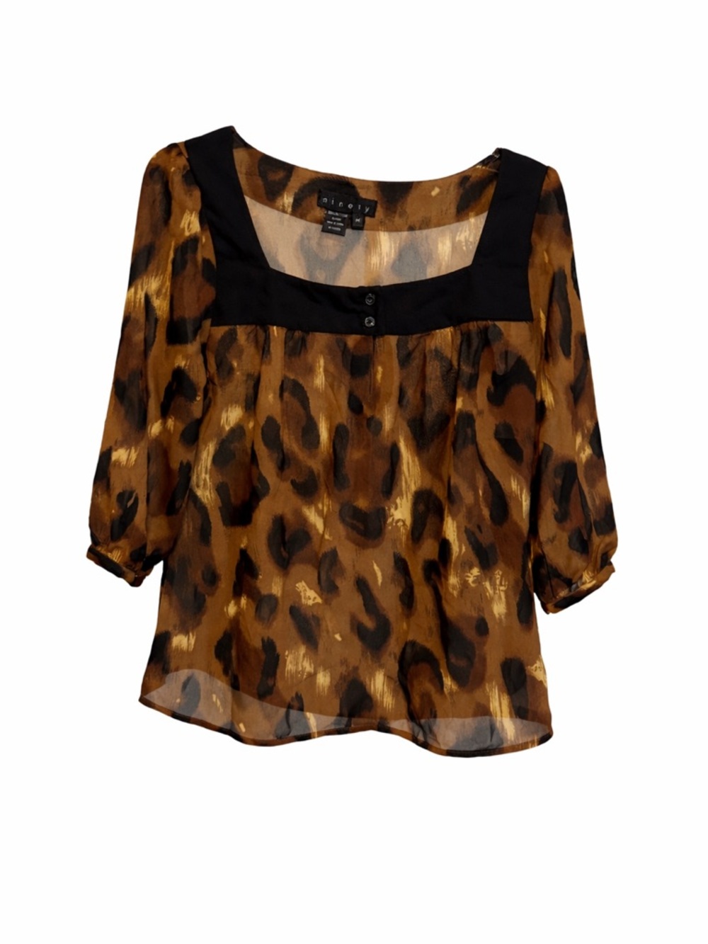 Ninety Brown and Black Leopard-Print Chiffon Blouse - Picture 2 of 5